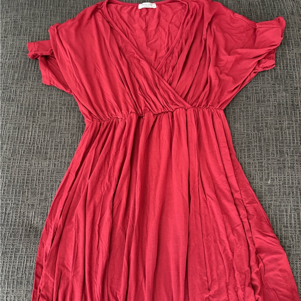 Elegant Red Wrap maternity Dress